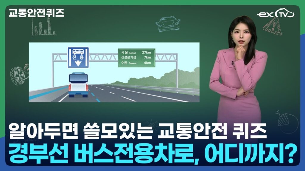 버스전용차로 위반 과태료와 관련된 경부선 고속도로 버스전용차로 표지판과 청색 차선 안내 장면